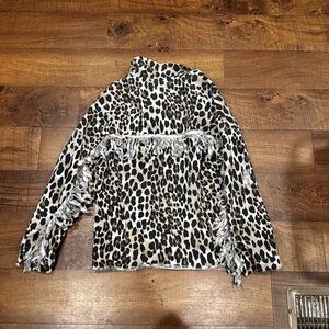 Lucky & Blessed Animal Print Fringe Jacket